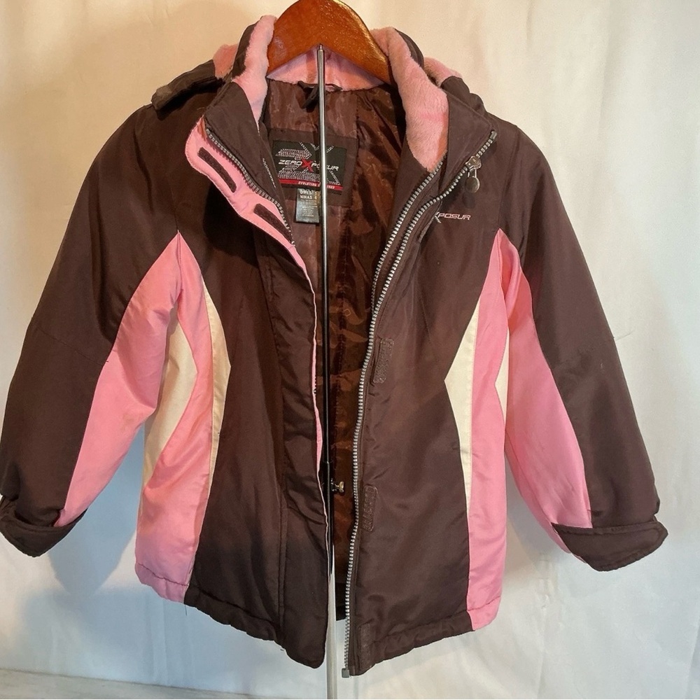 ZeroXposur Pink and Brown Kids Puffer Jacket
